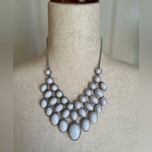 White Acrylic Beaded Statement Necklace